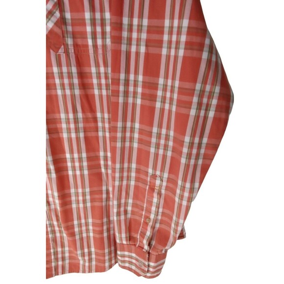 LIFE KHAKI SHIRT SLIM XL BUTTON DOWN POCKETS PLAID ORANGE LONG SLEEVE - Picture 7 of 7